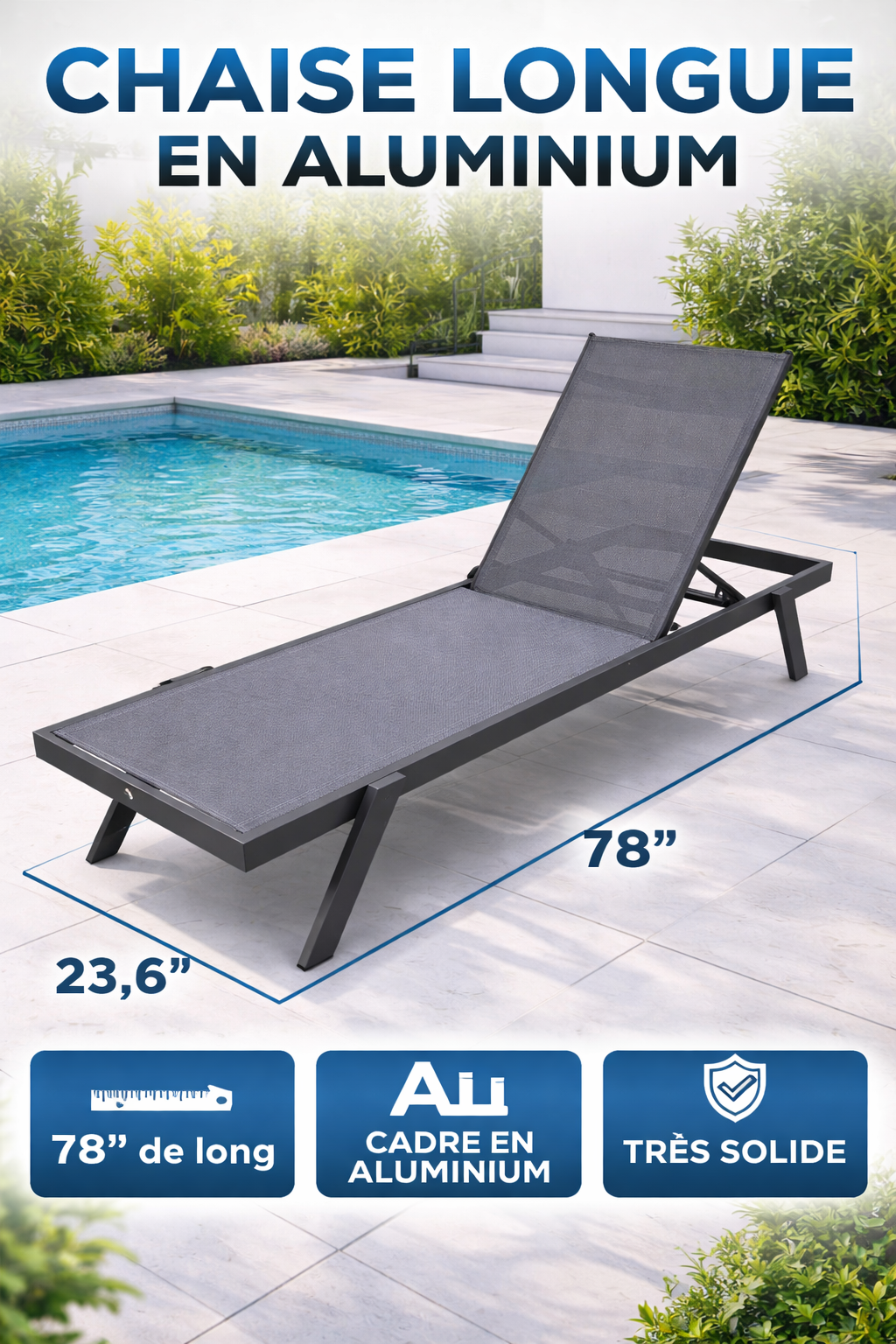 Aluminium chaise longue