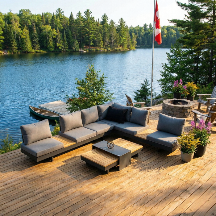 Outdoor furniture set - Modular sofa and coffee table in TEAK wood