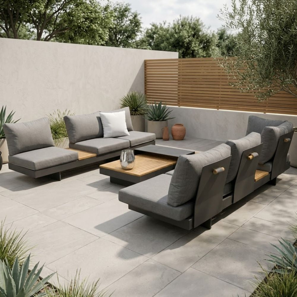 Outdoor furniture set - Modular sofa and coffee table in TEAK wood